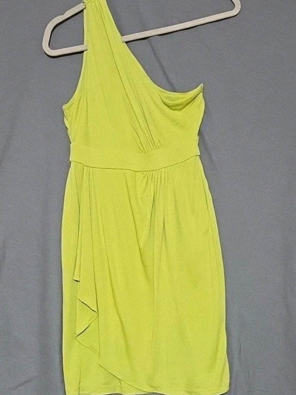 Diane vonFurstenberg Silk Blend One Shoulder Grecian Style Lime Green Dress Sz 4
